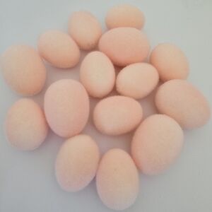 15pc Blush Pink Flocked Easter Eggs – 2 Sizes – Soft Fuzzy Moss Texture Spring